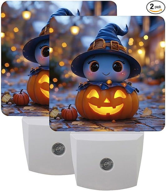 2 Pack Halloween Night Light Plug-in LED Nightlights Auto Sensor Night Lamp Dusk-to-Dawn Lamp Home Decor for Children,Elderly People Bedroom