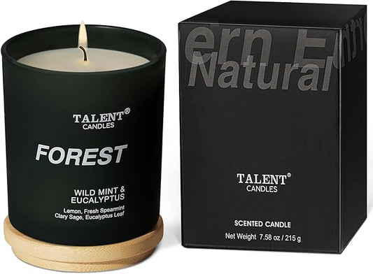 Candles for Home Scented, Natural Soy Wax, Scented Candle Stress Relief and Relaxation, Wild Mint & Eucalyptus, Medium Jar, Ideal for Home and Bedroom Decor