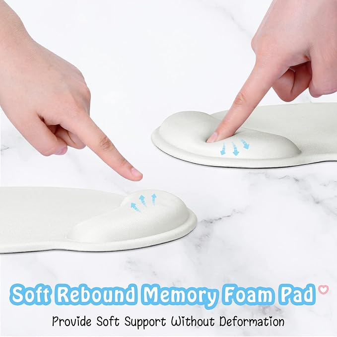 Hsurbtra Ergonomic Mouse Pad with Wrist Rest Support, Gel Mouse Pads with Non-Slip PU Base, Pain Relief Memory Foam Computer Mat, Cute Office Supplies Desk Decro Accessories, Space Gray