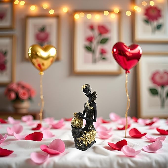 African Lady Statue with African Tribal Totem for Wedding, Church, Festival Decoration - African Decorative Female Statue for Home and Display case Decoration