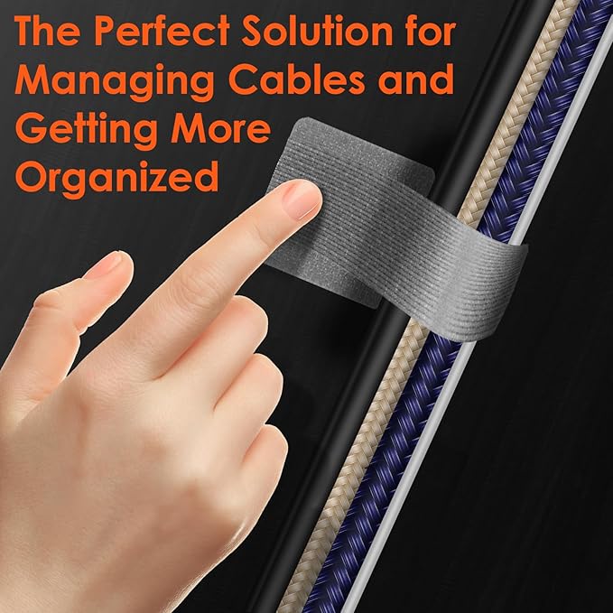 Cord Organizer for Desk, Adhesive Cable Clips, Cable Management Clips, Hook and Loop Cable Ties, Wire Organizers for Cords, Suitable for Office and Home (30)