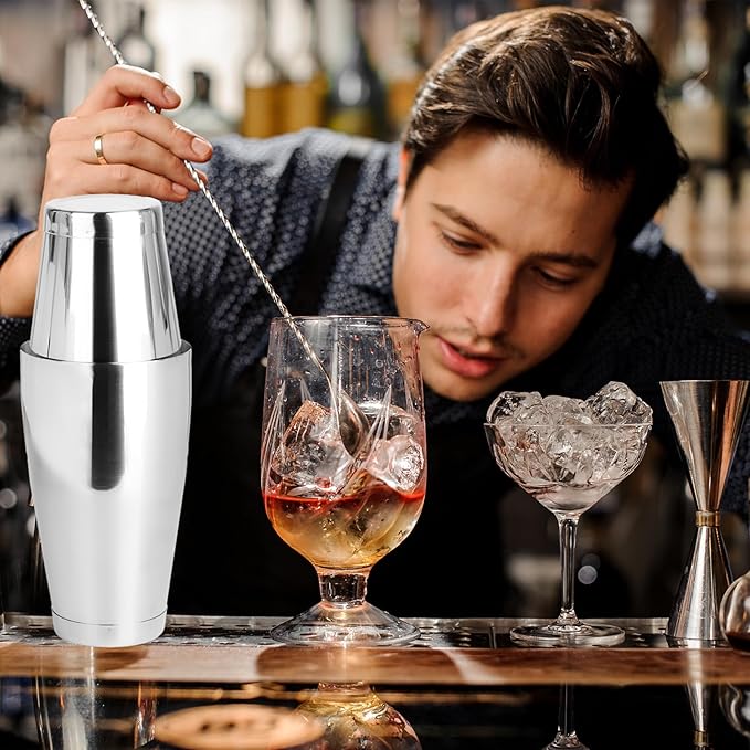 4 Pcs Bar Cocktail Boston Cocktail Shaker Martini Shaker Mixer Basic Tool Cocktail Set Stainless Steel Bar Shaker for Bartender