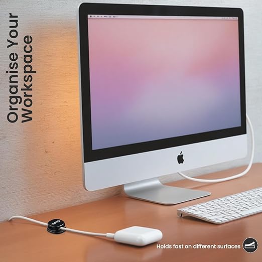 6 Pack Adhesive Cable Clips Black Spring Loaded Cord Holders for Nightstand, Desk, Wall, Car, or Bedside Ideal Charging Cable Organizer for Home or Office Setup