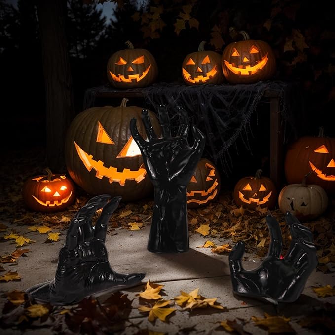 Gothic Wall Decor, Set of 3 Wall Mounted Creepy Ghost Hands with Tea Lights Candles, Spooky Goth Decor Black Horror Reaching Ghost Hands for Halloween Spooky Hainging Decorations
