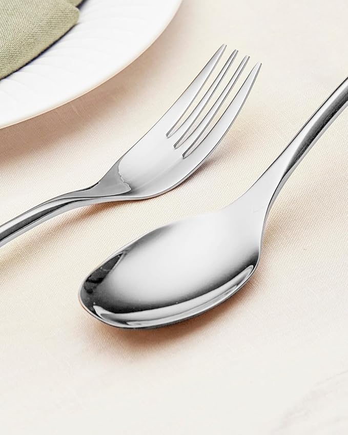 Lemeya 40-Piece Silverware Set for 8,Modern 18/10 Stainless Steel Flatware Set,Luxury Cutlery Set,Unique Utensils Set for Restaurant,Spoons and Forks Set,Mirror Polished,Dishwasher Safe