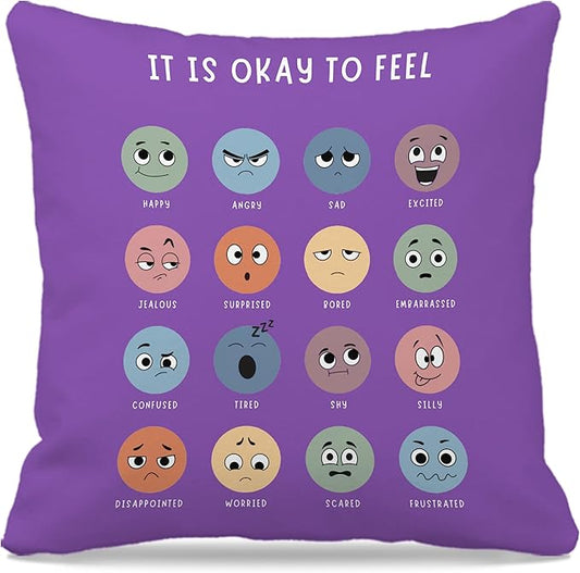 Nogrit Counseling Office Must Haves Pillow Cover, Calming Corner, Mental Health Pillowcase Decor for Home Kids,Mental Health Counselor Gifts, Calming Corner Pillow Covers 18x18 Blue-Violet