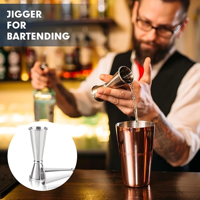 2 Pieces Jigger for Bartending, Double Cocktail Japanese Jigger 304 Stainless Steel Jigger 2 OZ 1 OZ with Measurements Inside for Home Bar Drink Kitchen Bartender Tools