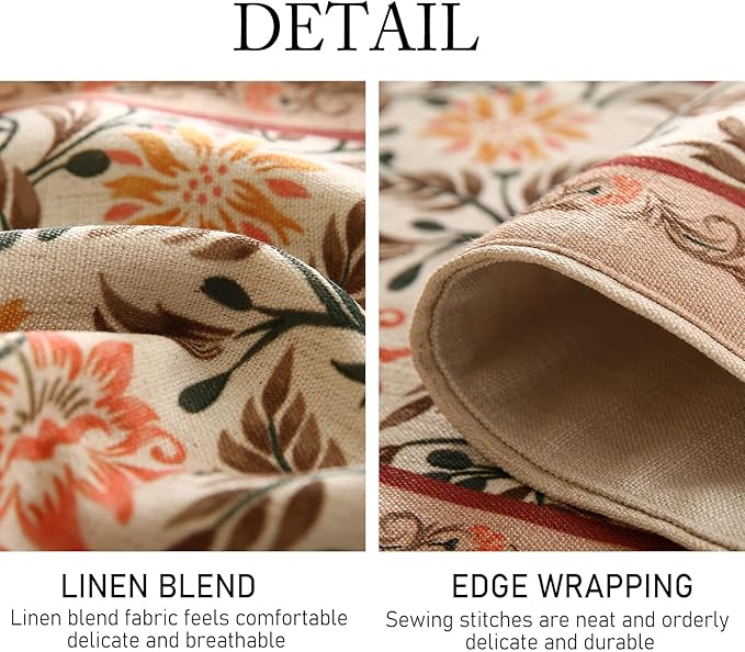 ISAENNE Designer French Elegant Linen Table Runner 71 Inches Long,Farmhouse Lily Pattern Decor Table Runners for Dining Tables,Thanksgiving,Kitchen Tables,Christmas,12"*71"-Aurora A