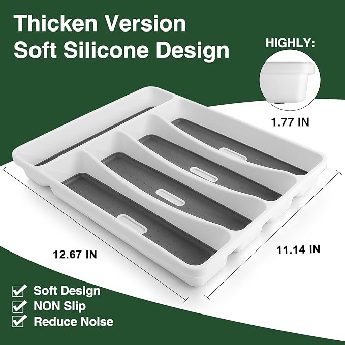 60-Piece Black Silverware Set with Organizer, AIVIKI Stainless Steel Flatware for 12, Cutlery Utensil Set for Home Restaurant, Tableware Includes Knife Fork Spoon Set, Mirror Polished