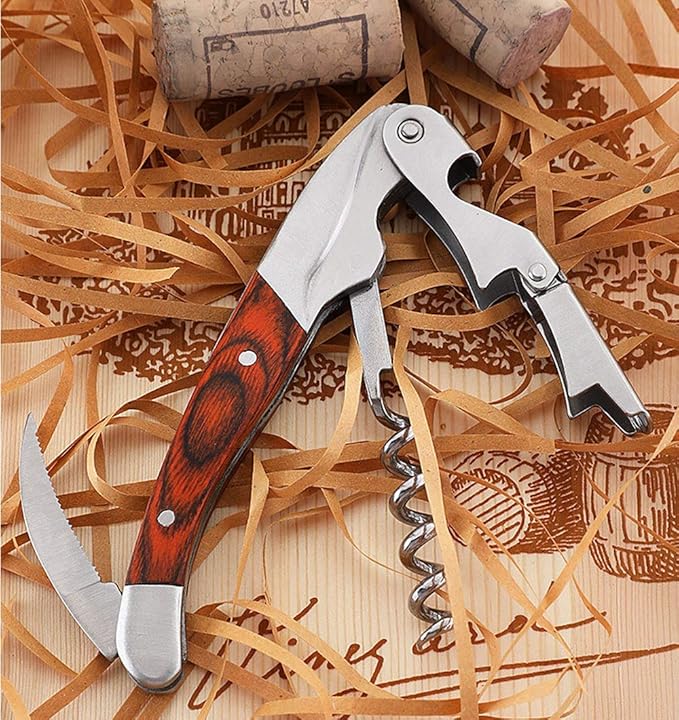 Professional Waiter Corkscrew Wine Key for Bartenders Set of 3,With Long Rosewood Handle Stainless Steel Handle Wine Opener for Bar Restaurant Waiters, Sommelier, Bartend (Long Wood 3 Packs)
