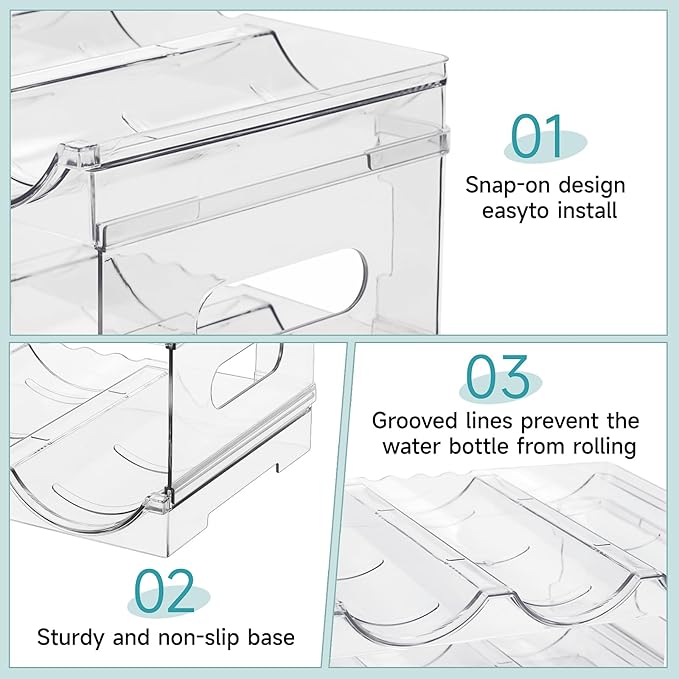 [Large Compartment] Water Bottle Organizer for Stanley 40 oz, 3 Pack Stackable Water Bottle Organizer, Clear Water Bottle Holder for Tumbler Travel Mug Cup, Kitchen Pantry Organization and Storage