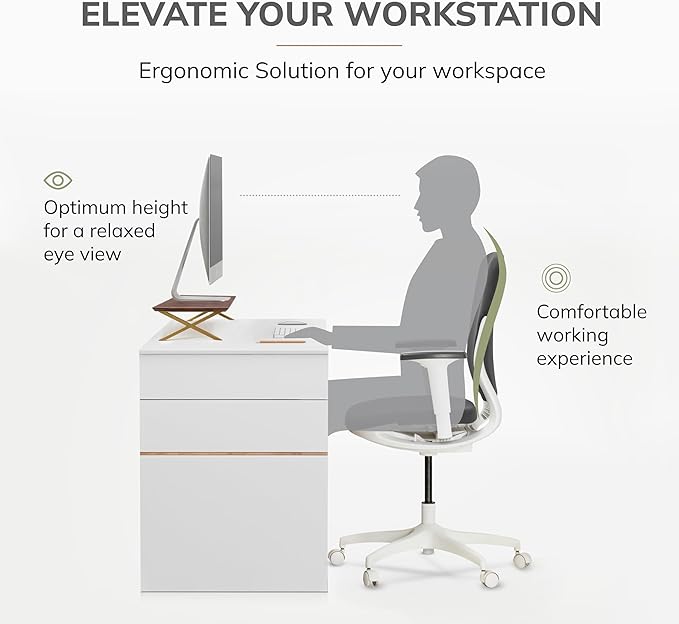 Anji Mountain Monitor Stand - Desktop Organizer & Laptop Riser, Ergonomic Monitor Riser, Space-Saving Monitor Stand for Desk, Durable Construction, Easy Assembly, Ideal for Home & Office,Walnut