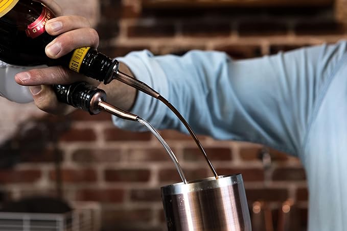 Mint & Mortar Cocktail Shaker Set, 7-Piece Bartender Kit with Stand, 24oz Martini Shaker Bottle Stainless Steel Bar Tools, Home Bar Accessories Drink Mixer, Barware Gift Set - Brushed Copper