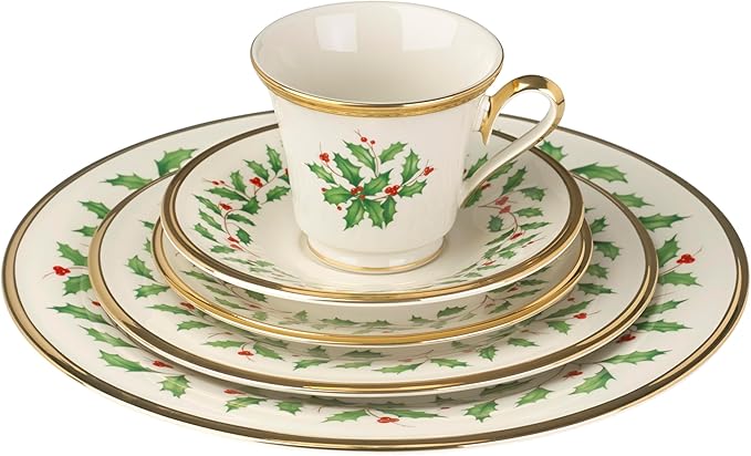 Lenox 146590600 Holiday 5-Piece Place Setting, Christmas Drinkware Set, Hosting