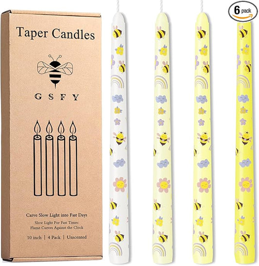 10 Inch Bee Taper Candles Long Tapered Candlesticks for Baby Shower Bee Themed Party Supplies What Will It Bee Gender Reveal Decorations