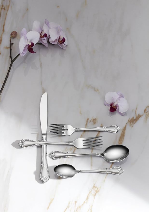 Oneida B552004E True Rose Everyday Flatware Teaspoons, Set Of 4, 5.97" L x 1.26" W