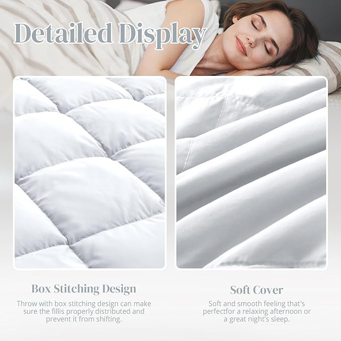 Peace nest Down Throw Blankets for Couch 50x70 Down Blanket for Indoor and Outdoor use Small Soft Lightweight Throw Blanket Bleach White