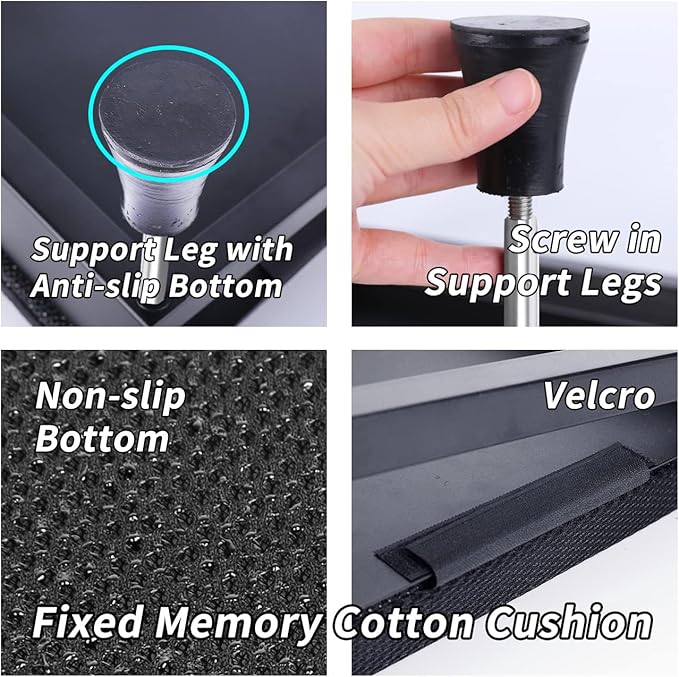 Mymyth Office Foot Rest for Under Desk at Work - Iron Adjustable Ergonomic Footrest Strong & Durable - 6 Heights Foot Stool with Memory Foam Cushion - Anti-Slip for Computer Gaming - Black