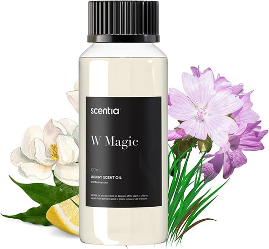 Scentia W Magic Hotel Diffuser Oil - 120 mL 4.06 fl oz - Aromatherapy Fragrance Inspired by 5-Star Hotels | Notes of Bergamot, Lemongrass, Jasmine