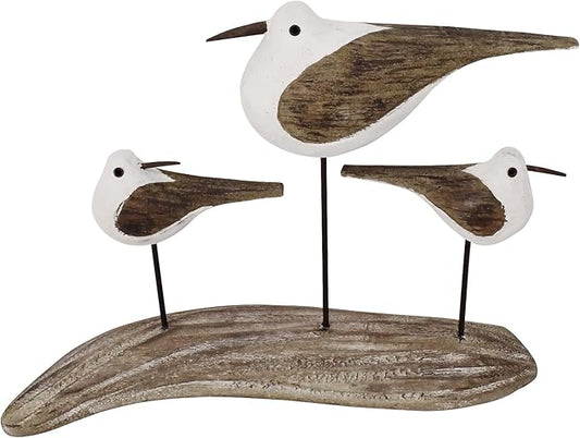 K KILIPES Beach Coastal Wood Seabird Figurine Home Office Table Desk Decor Sea Bird Sculpture Statue for Tabletop Shelf Nautical Bathroom Decoration Ornament Gift