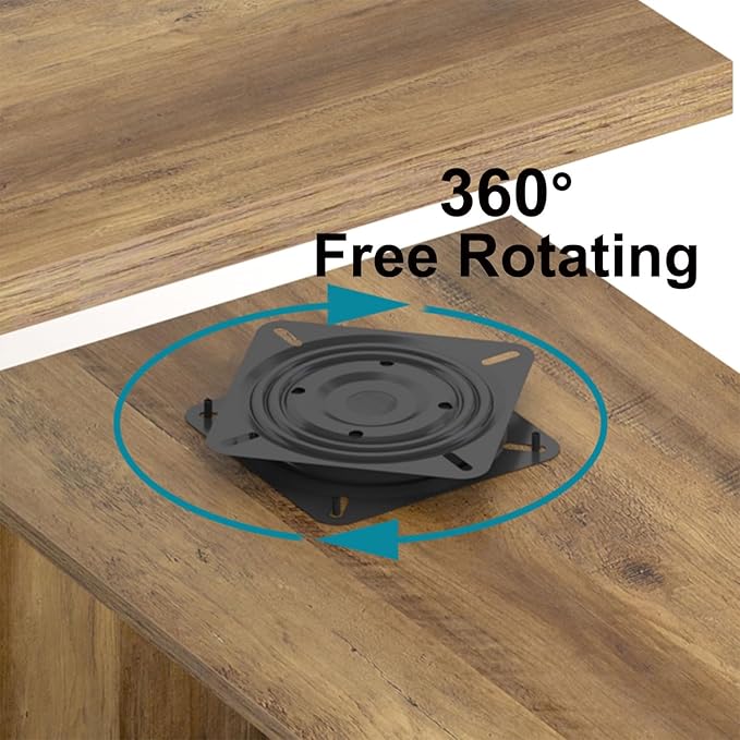 HSH 360 Rotating L Shaped Desk with Drawers, L Shape Computer Desk with Storage Cabinet Shelves, Rustic Home Office Desk for Executive Writing Study Work, Wood Table Swivel Desk, Rustic Oak, 55 Inch