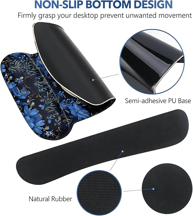 AIMSA Mouse Pad with Wrist Rest Set, Black Cat Wrist Support Mouse Pad Set, Ergonomic Mousepad with Anti-Slip Base, Memory Foam Keyboard Wrist Rest Cushion Pad