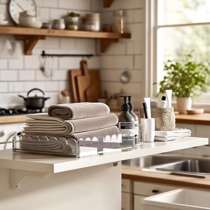 Acrylic Tray with Slide-Out Drawer, 10"×12" Decorative Acrylic Tray Organizer for Art Display, Customized Picture Frames for Needlepoint, Fabric or Photos, Large Clear Drawers