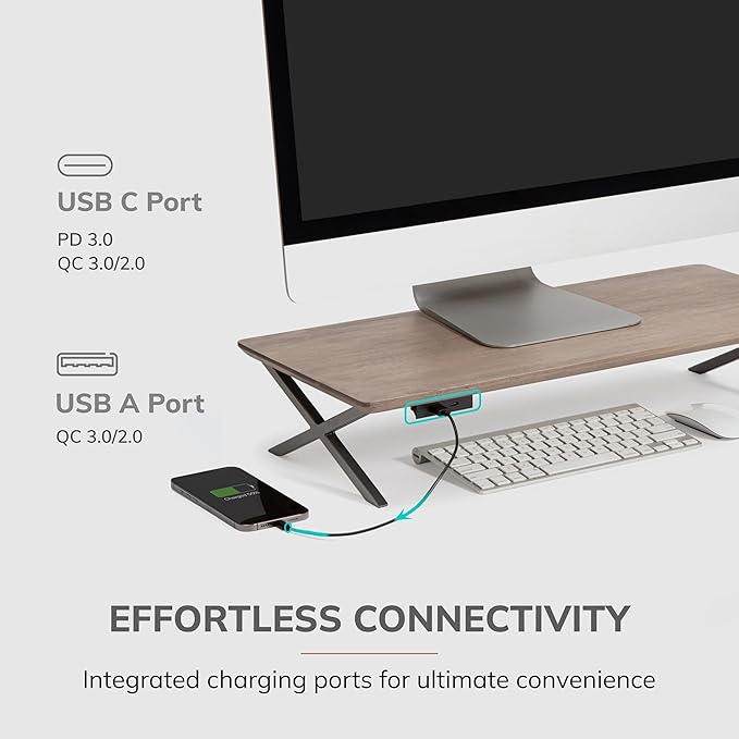 Anji Mountain Monitor Stand - Desktop Organizer & Laptop Riser, Ergonomic Monitor Riser, Space-Saving Monitor Stand for Desk, Durable Construction, Easy Assembly, Ideal for Home & Office,Biscotti