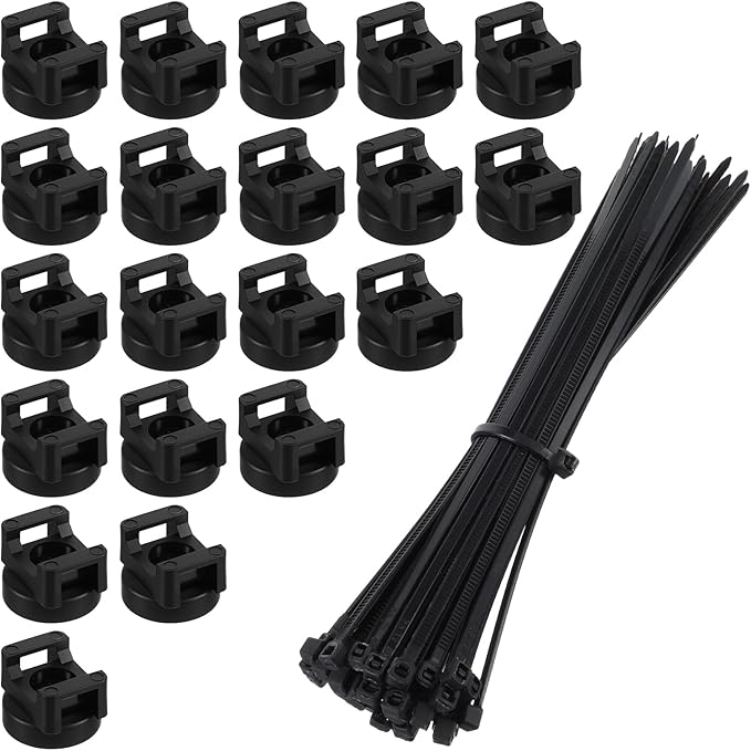Magnetic Zip Tie Mount Multipurpose Cable Holder Cable Mount Magnets Magnetic Wire Management Bases with Heavy Duty Zip, Mount Nylon Ties in Total(100 Pieces,22 mm)