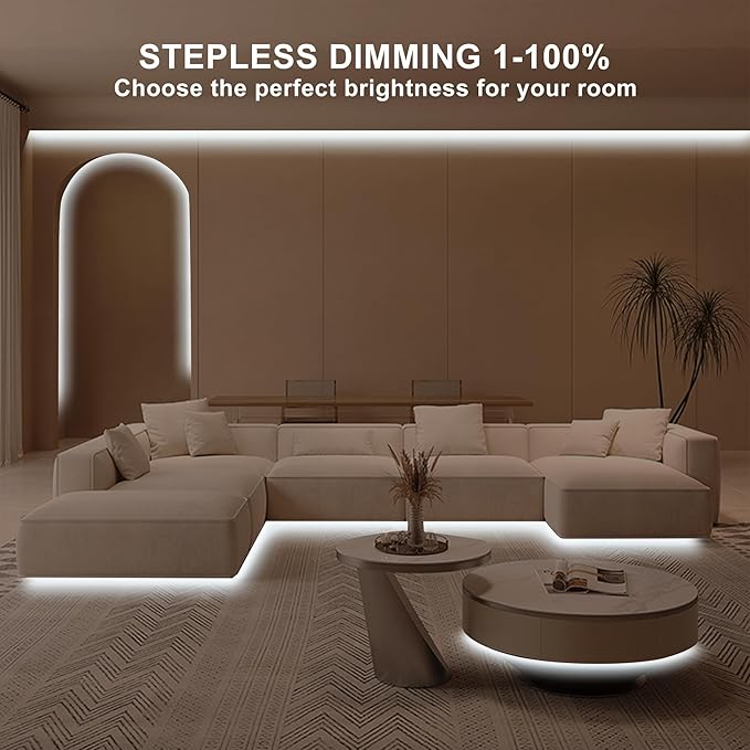 16.4ft COB Led Strip Light with Remote, 6500K Dimmable Bright Daylight White Led COB Strip Light, White Continuous Led Strip Light for Mirror, Stair, Cabinet, Room