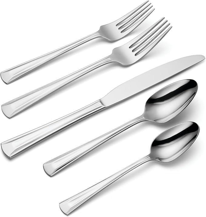 Oneida Cella 42 Piece Everyday Flatware, Service for 8, 18/0 Stainless Steel, Silverware Set (Pack of 3)
