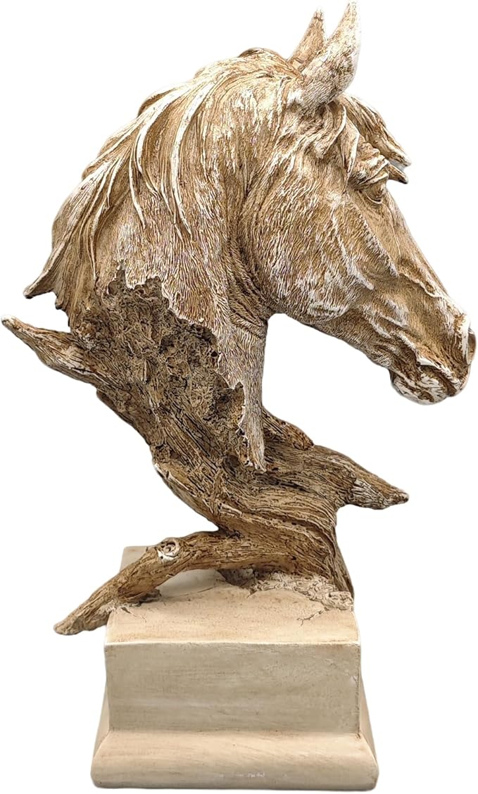 16" Animal Horses Head Bust Table Sculpture Retro Resin Home Decor Statue for Bedroom,Living Room,Dining Desk,Bookshelf,Office,Study and Coffee Tables（Brown）