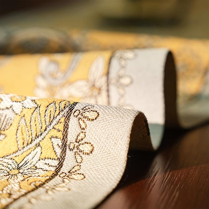 13×72 Inch Table Runner, Retro-Luxury Tassels Series for Kitchen Dining Table Holiday Decoration (Yellow Pheonix)