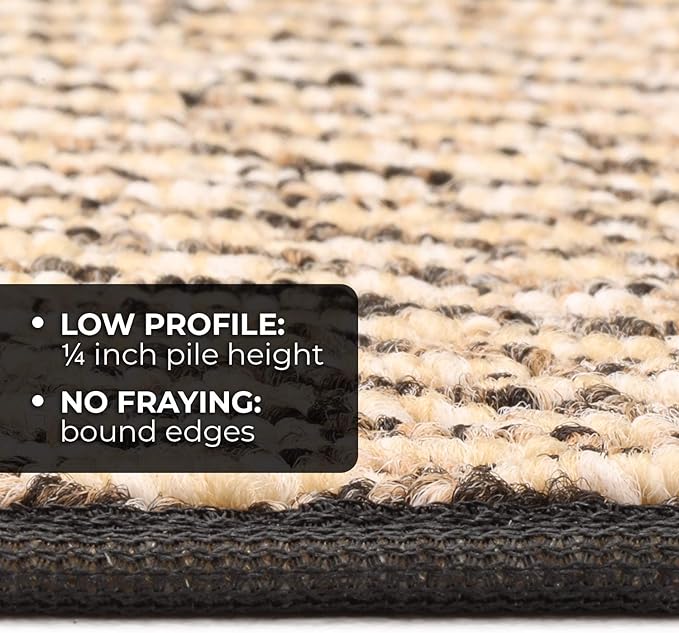 House, Home and More Skid-Resistant Carpet Indoor Area Rug Floor Mat - Black Ripple - 6 Ft X 9 Ft - Non Slip Rubber Backing, Stain Resistant, Dog Friendly, Living Room Bedroom Kitchen Entryway