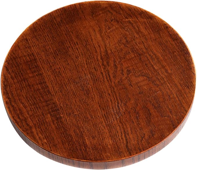 Solid Wood Serving Tray, Round Non-Slip Tea Coffee Snack Plate Food Meals Serving Tray with Raised Edges for Home Kitchen Restaurant (9.5inch, Brown)