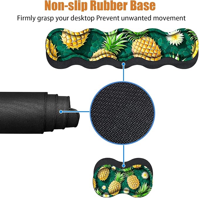 4 in 1 Ergonomic Keyboard Wrist Rest & Mouse Pad Wrist Rest Set, Large XXL Gaming Desk Mat 31.5"x 11.8" with Non-Slip Base, Memory Foam for Home Office Study Gaming, Pineapple