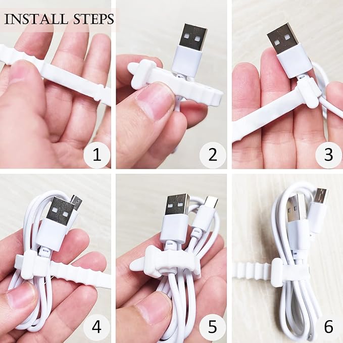 36Pcs Reusable Silicone Zip Ties, Rubber Cable Ties for Cable Management, 4.5 Inch Elastic Cable Organizer for Home Office Table Desk Organization, Bundling Cable Wires (12 Colors)