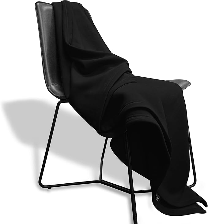 MV Sport Lightweight Sweatshirt Blanket Throw – Warm & Cozy, Breathable Oversized Fleece Knit, Couch, Bed, Travel, Cold Nights, and Outdoors – Soft Light Weight Blanket 54" x 84" Black