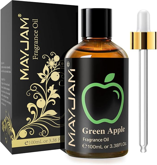MAYJAM 3.38FL.OZ Green Apple Fragrance Oils with Glass Dropper, 100ML Essential Oils for Diffusers for Home, Long Lasting Scented Oils for Diffusers Soap Candle Making