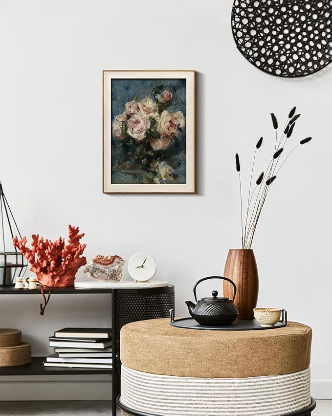 InSimSea Framed Canvas Wall Art of Bedroom Decor - Vintage Floral Flower Wall Decor, Botanical Art Work Paintings Room Decor Home Decor Living Room Bedroom Bathroom 12x16In