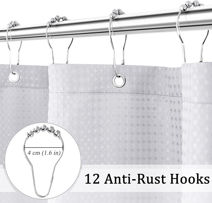 Long Black Ombre Shower Curtain 72x78 Inch, Design and Polyester, Quick-Drying, Weighted Hem, Long Shower Curtain Sets for Bathroom, Waffle Textured Heavy Duty Cloth Bath Curtains