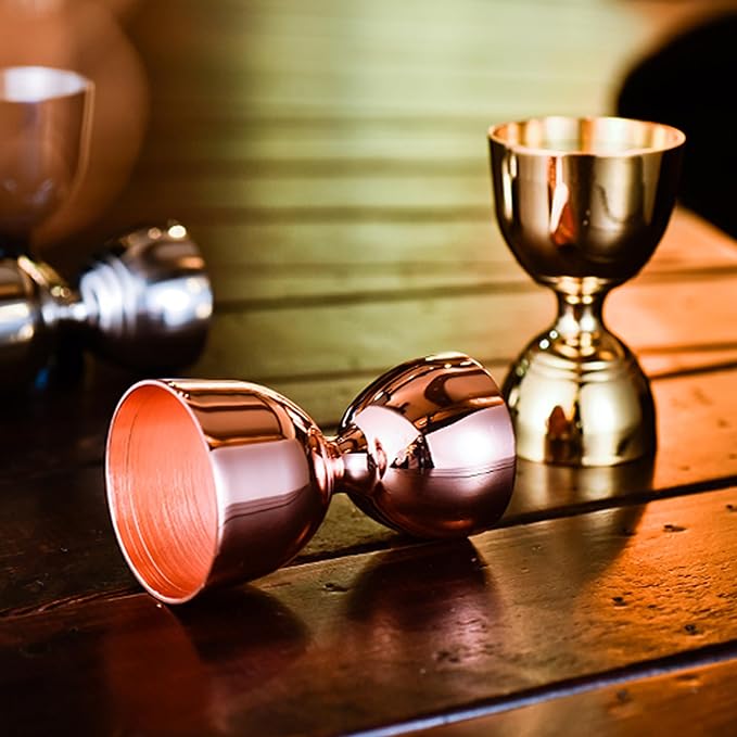 Homestia Premium Bell Jigger for Bartending, Cocktail Measuring Jigger, Shot Measure Double Jigger with Measurements, 2 oz 1 oz Bartender Jiggers Stainless Steel Acohol Measuring (Gold)