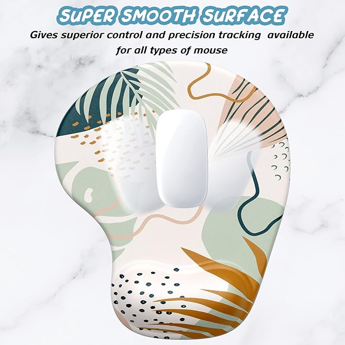 Hsurbtra Ergonomic Mouse Pad with Wrist Rest Support, Gel Mouse Pads with Non-Slip PU Base, Pain Relief Memory Foam Computer Mat, Cute Office Supplies Desk Decro Accessories, Spot