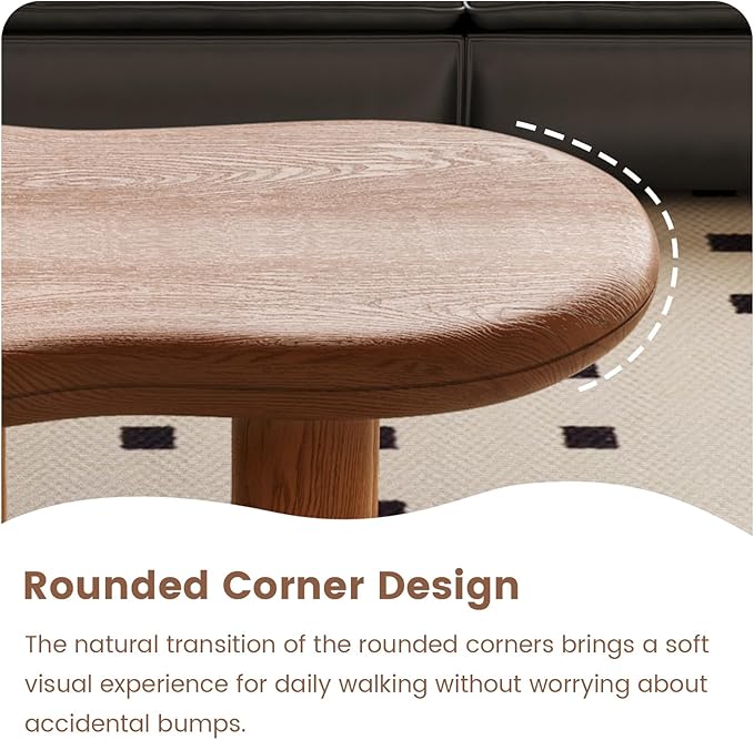 Cloud Coffee Table with 4 Legs for Living Room,Center Table,Low Table,Cream End Table,Round Corner Sofa Table (Walnut, 35“)