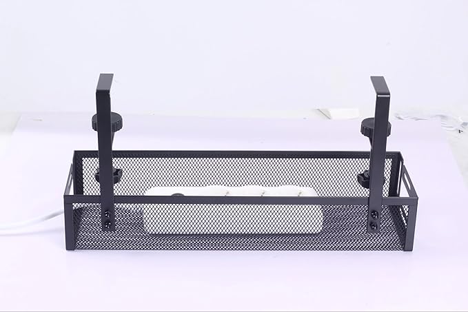4-in-1 Clamp-On Cable Managment Tray-No Drill Wire Organizer for Desk, Side, Front, or Shelf Mount-Heavy Duty Metal Mesh by Prince Supply Co.