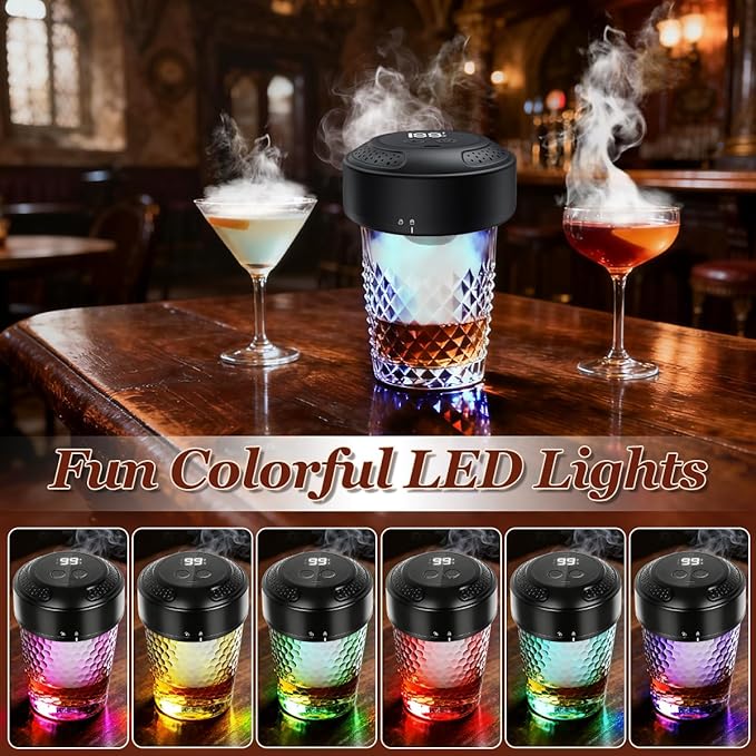 Whiskey Smoker Kit, Electric Cocktail Kit with 6 Flavors Wood Chips Old Fashioned Drink Smokers Infuser Set Anniversary Birthday Christmas Bourbon Gifts for Men Dad Husband (NO Butane Needed)
