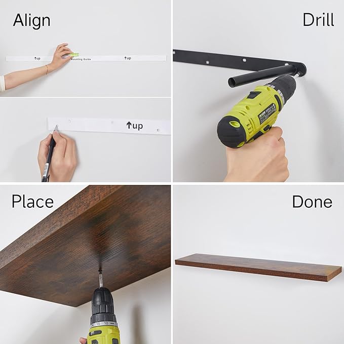 BAYKA Floating Shelves, 48 inch Wall Mounted Rustic Wood Shelves for Bathroom, Bedroom, Living Room, Kitchen, Office, Hanging Shelf for Books/Storage/Decor(Rustic Brown,Set of 2)