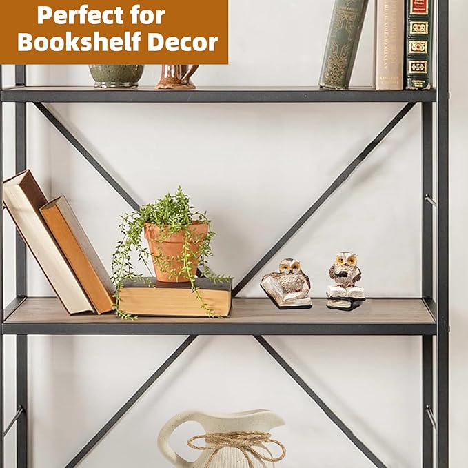 Adorable Reading Owl Statue, 2 Wise Owl Thinker Sculptures Home Decor Accents, Retro Animal Decor Owl Figurines for Living Room Bedroom Office TV Stand Tabletop Shelf Mantel, Gift for Men Birds Lover