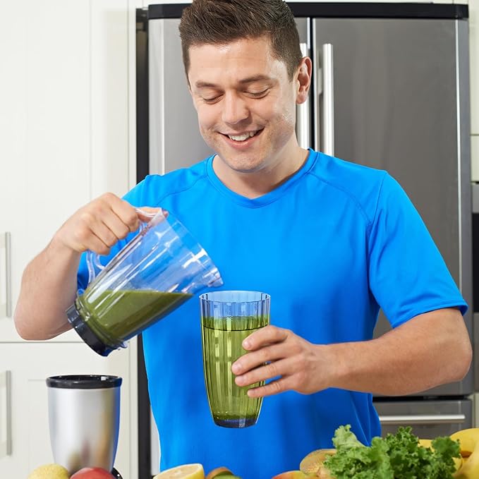 Acrylic Mixed Colors Highball Cups | Plastic Reusable Tumblers | 20oz (Set of 6) | Stackable | BPA-free Tumblers | Shatterproof | Top-rack Dishwasher Safe