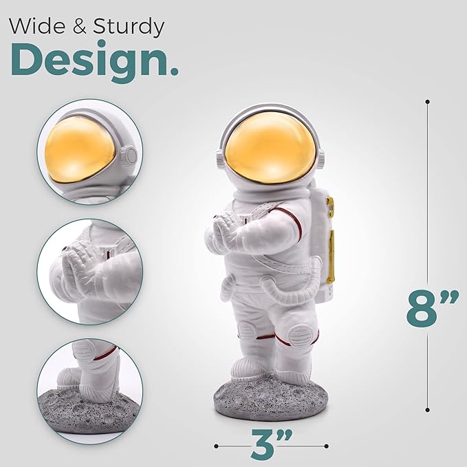 Astronaut Figurine Statue for Desk and Office Decor - Mini Spaceman Figures for Shelf, Gaming, and Men's Room Decorations - Space Gifts and Cool Masculine Home Decor Accessories